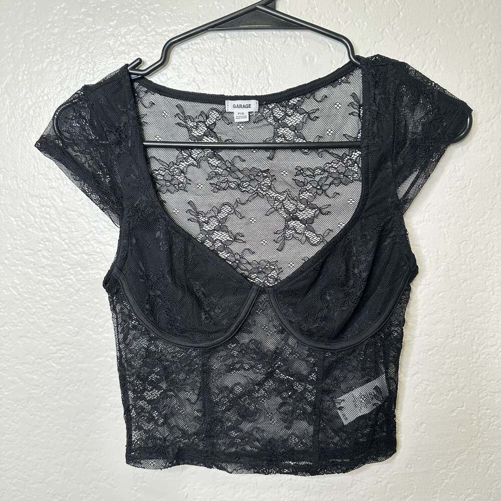 Garage Black Lace Top Size P/S